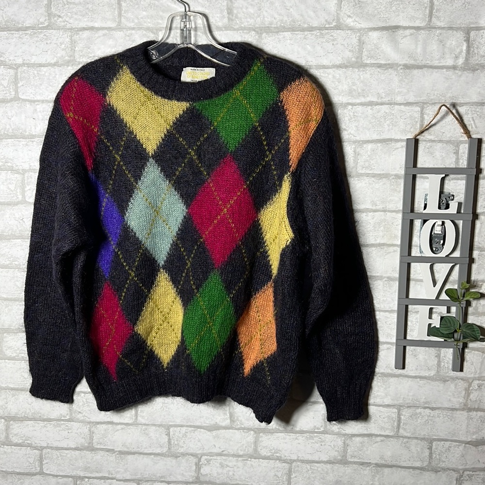 United Colors of Benetton Argyle Vintage Sweater (Sz S)